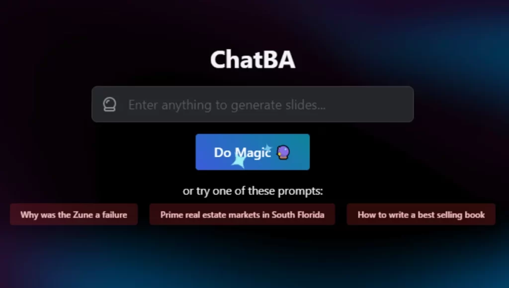 ChatBA PPT Maker AI with wio ai